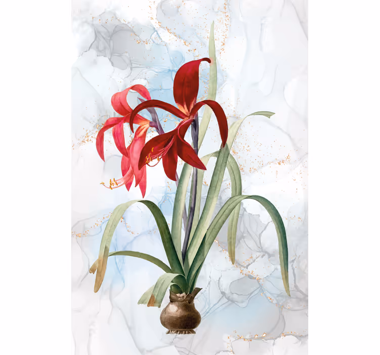 Tenda a rullo soggiorno fiore di giglio artistico - TenStickers