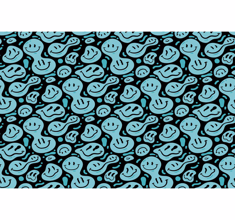 Tenda a rullo camera da letto emoticon sorriso blu e nero - TenStickers