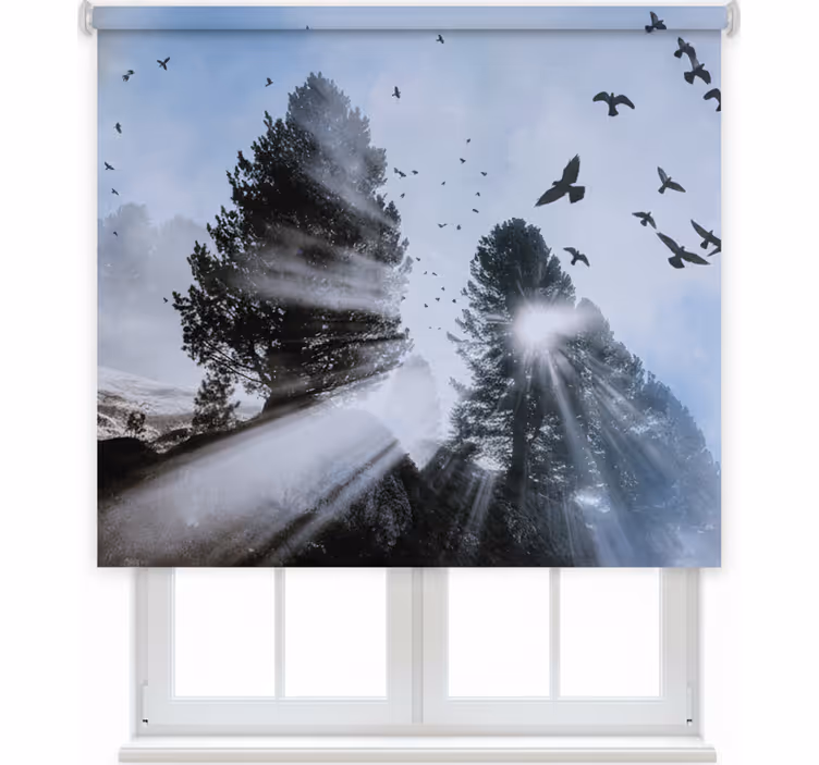 Tenda a rullo camera da letto uccelli vintage in volo - TenStickers