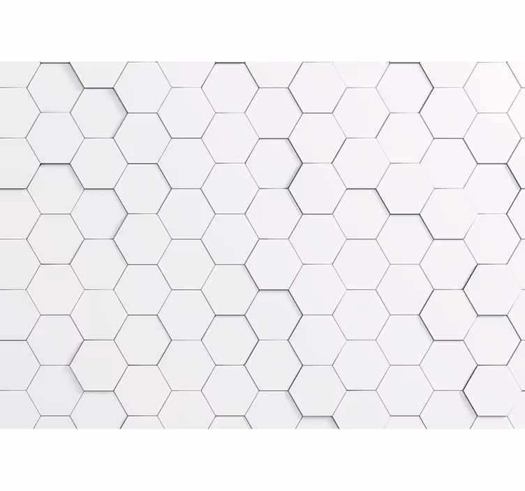 Tenda a rullo bianca motivo esagoni bianchi ombreggiati - TenStickers