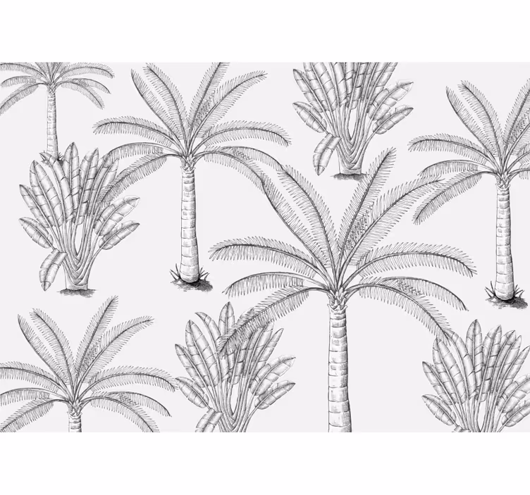 Tenda a rullo bianca design palme in bianco e nero - TenStickers