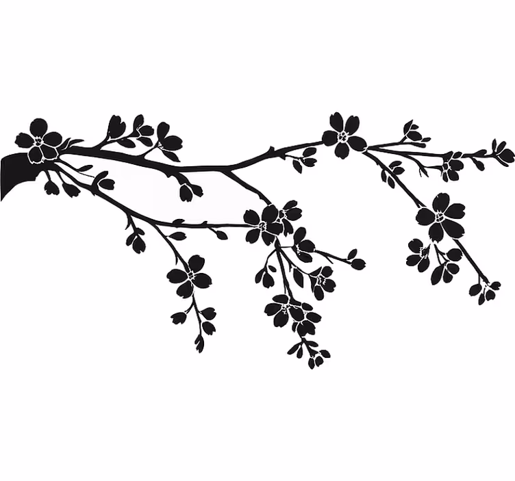 Tenda a rullo bianca ramo d'albero nero - TenStickers
