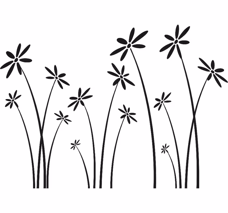 Tenda a rullo bianca fiori neri alti - TenStickers