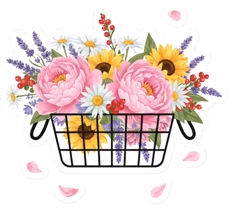 Tenda a rullo soggiorno cesto di fiori elegante - TenStickers