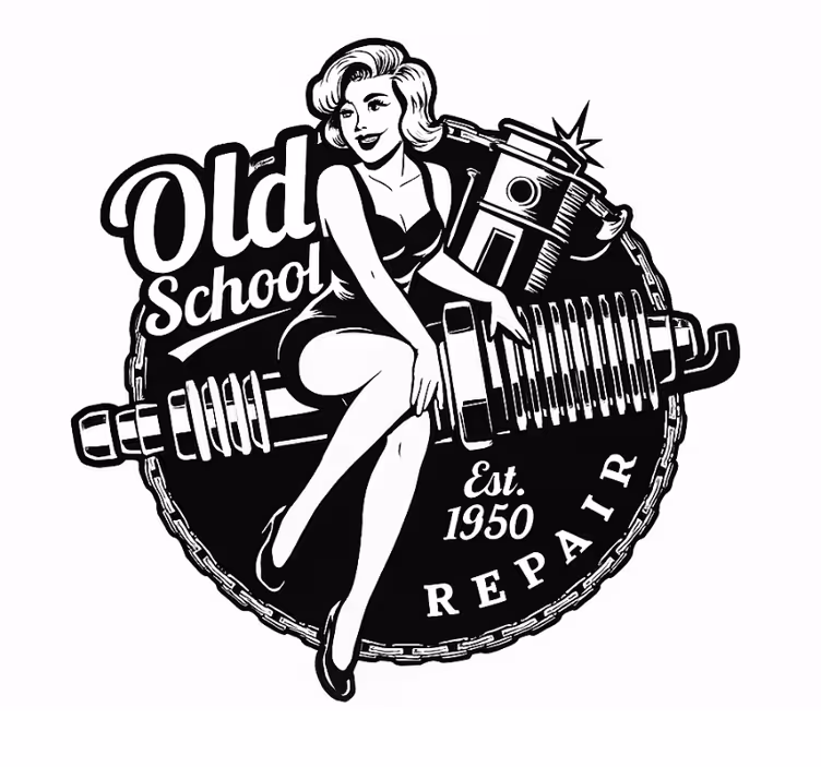 Tenda a rullo soggiorno stile pinup vintage garage - TenStickers