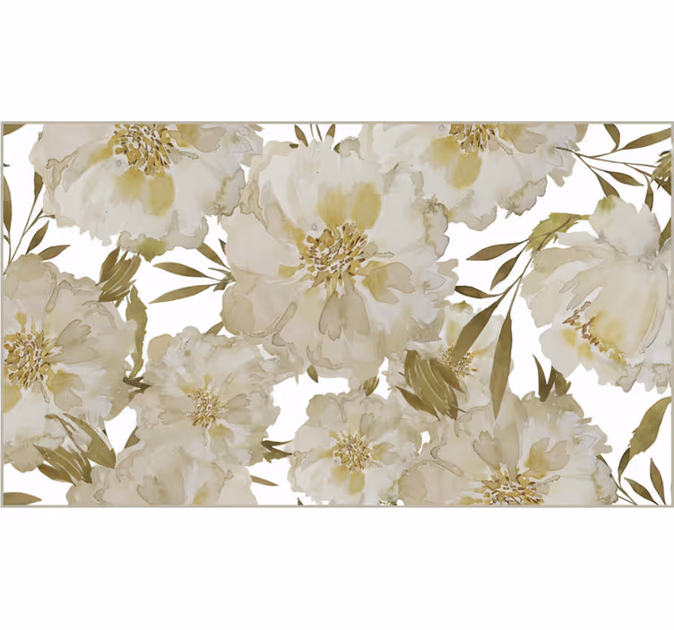 Tenda a rullo soggiorno fiori bianchi grandi - TenStickers