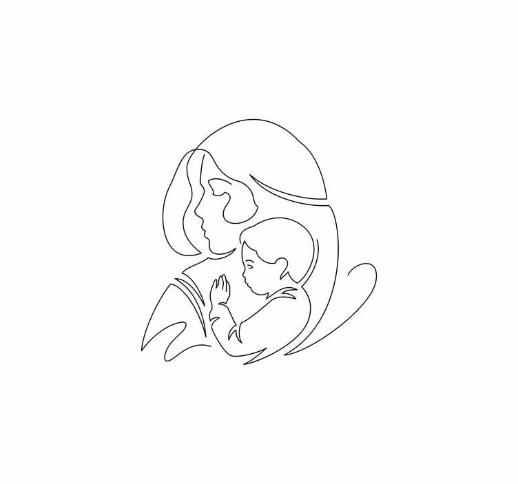 Tenda a rullo soggiorno disegno lineare madre e figlio - TenStickers