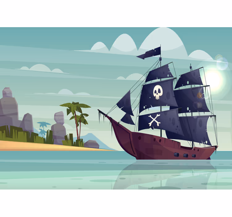 Tenda a rullo cameretta murale bambini barco pirata - TenStickers