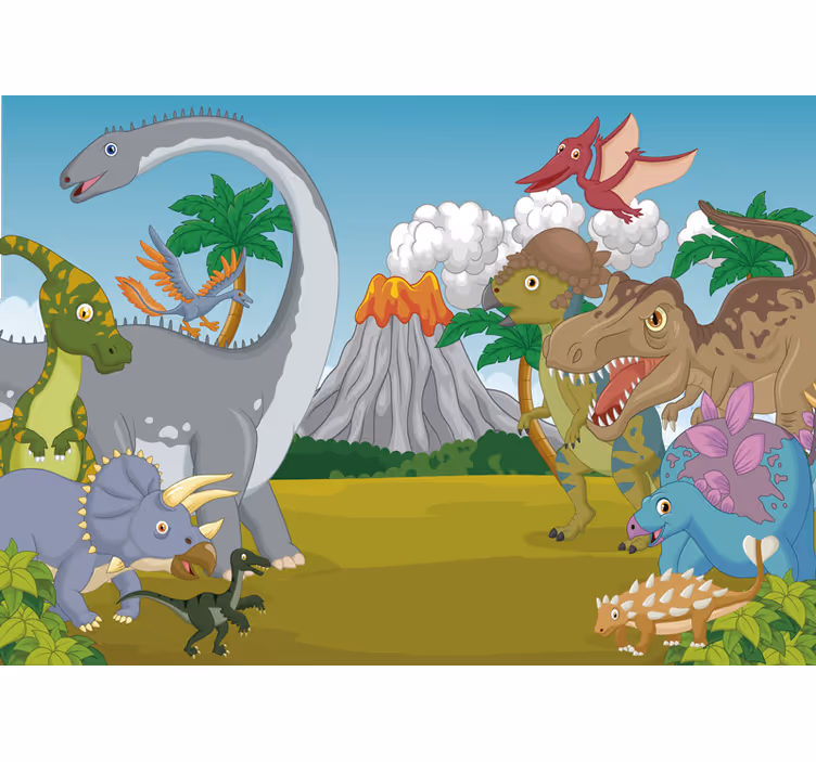 Tenda a rullo cameretta con murale decorativo dinosauri - TenStickers