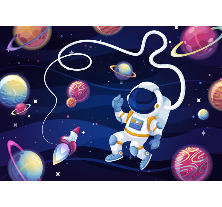 Tenda a rullo cameretta astronauti e razzi - TenStickers