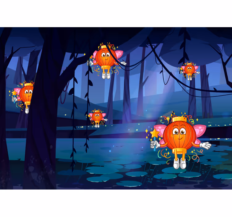 Tenda a rullo cameretta bosco incantato con lanterne - TenStickers