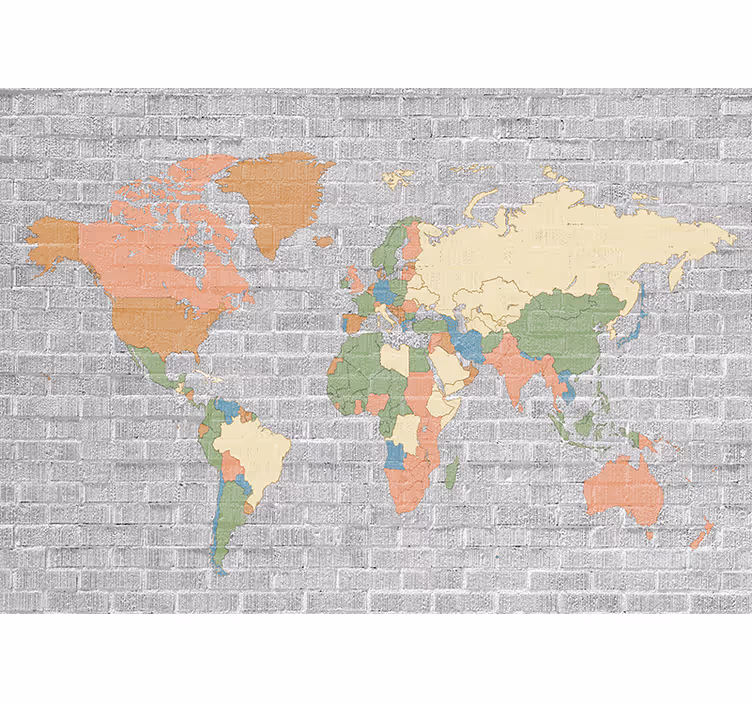 Tenda a rullo cameretta mappa del mondo vintage pietra - TenStickers