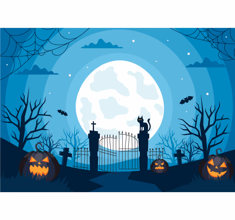 Tenda a rullo cameretta cimitero di notte - TenStickers