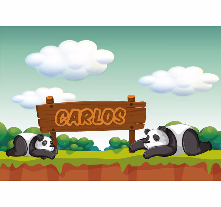 Tenda a rullo cameretta nome personalizzato panda - TenStickers