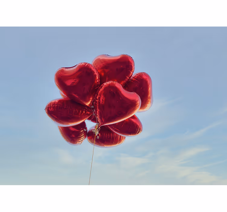 Tenda a rullo cameretta palloncini rossi a cuore vintage - TenStickers