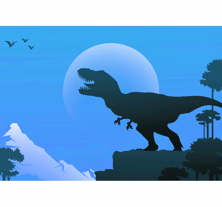 Tenda a rullo cameretta t-rex arrabbiato che ruggisce - TenStickers