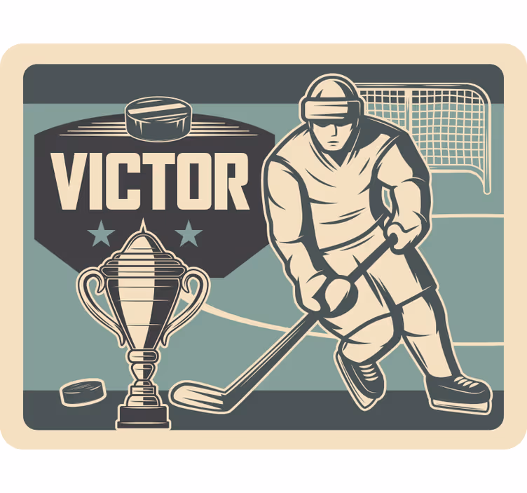 Tenda a rullo cameretta giocatore di hockey con nome - TenStickers