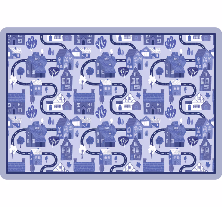 Tenda a rullo cameretta villaggio blu nordico - TenStickers