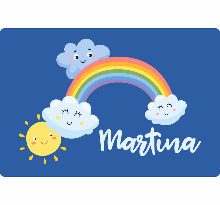 Tenda a rullo cameretta nuvole e arcobaleno con nome - TenStickers