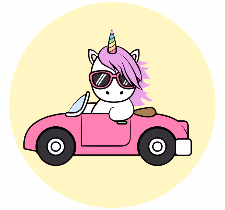 Tenda a rullo cameretta unicorno alla guida - TenStickers