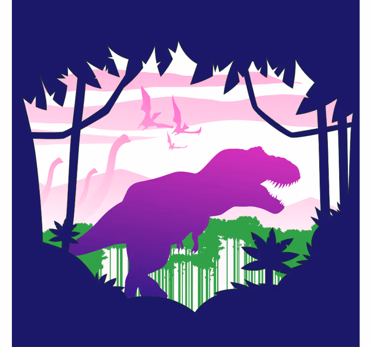 Tenda a rullo cameretta grande dinosauro con uccelli - TenStickers