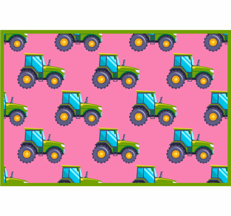 Tenda a rullo cameretta motivo trattori rosa e verde - TenStickers