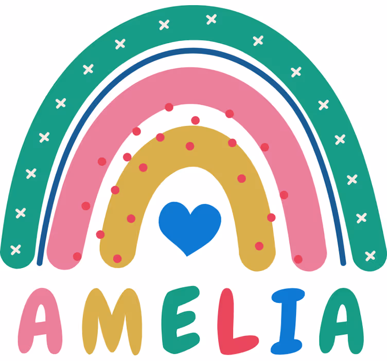 Tenda a rullo cameretta arcobaleno a cuore personalizzata - TenStickers