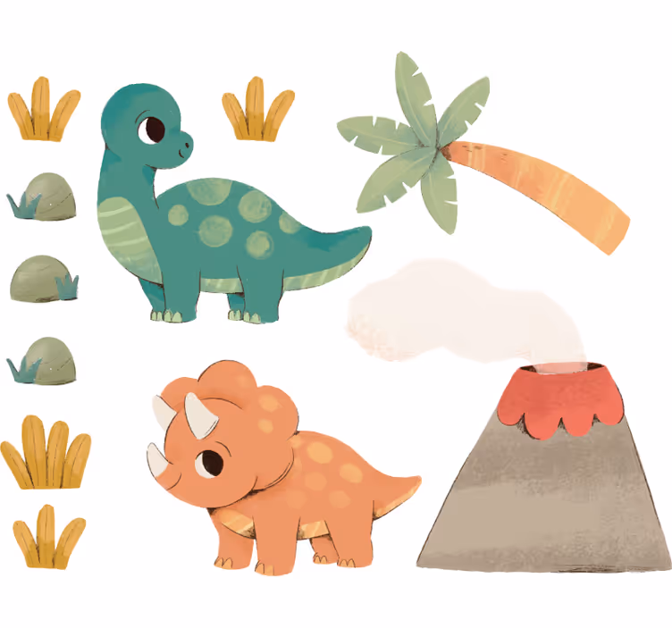 Tenda a rullo cameretta dinosauri acquerello - TenStickers