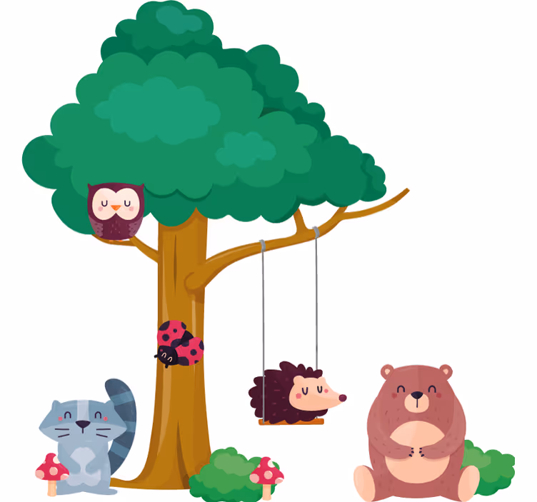 Tenda a rullo cameretta animali della foresta altalena - TenStickers