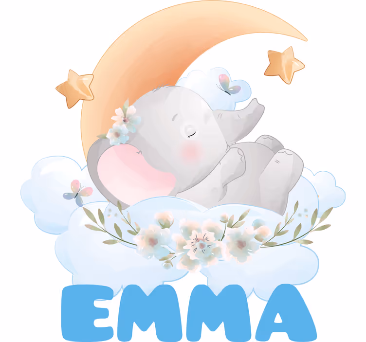 Tenda a rullo cameretta elefante carino con nome - TenStickers