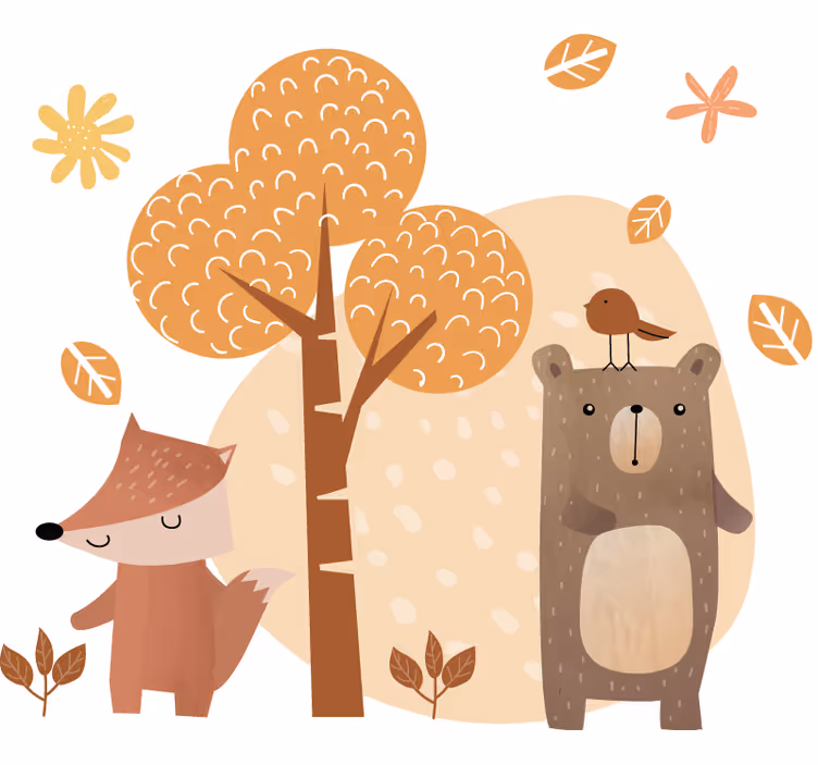 Tenda a rullo cameretta animali e albero - TenStickers
