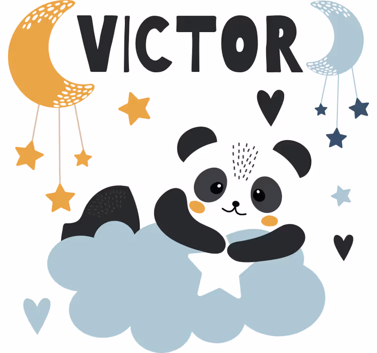 Tenda a rullo cameretta orso tra le stelle con nome - TenStickers