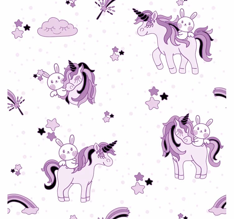 Tenda a rullo cameretta unicorno e coniglio tra le stelle - TenStickers