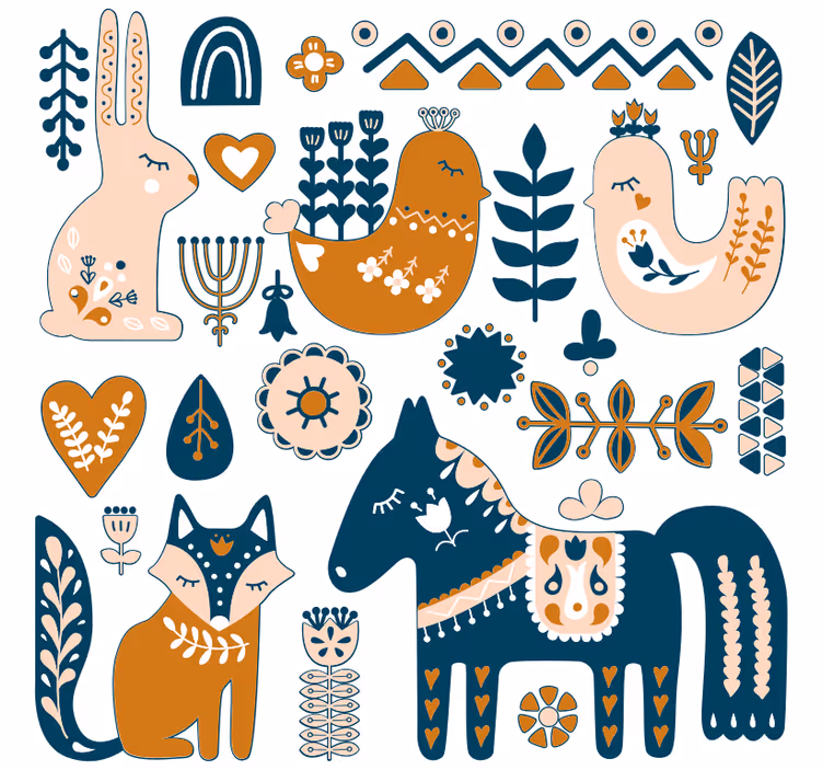 Tenda a rullo cameretta animali della foresta nordici - TenStickers
