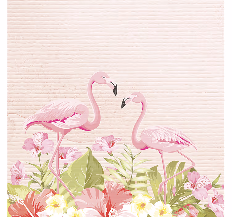 Tenda a rullo cameretta fiori tropicali e fenicotteri - TenStickers