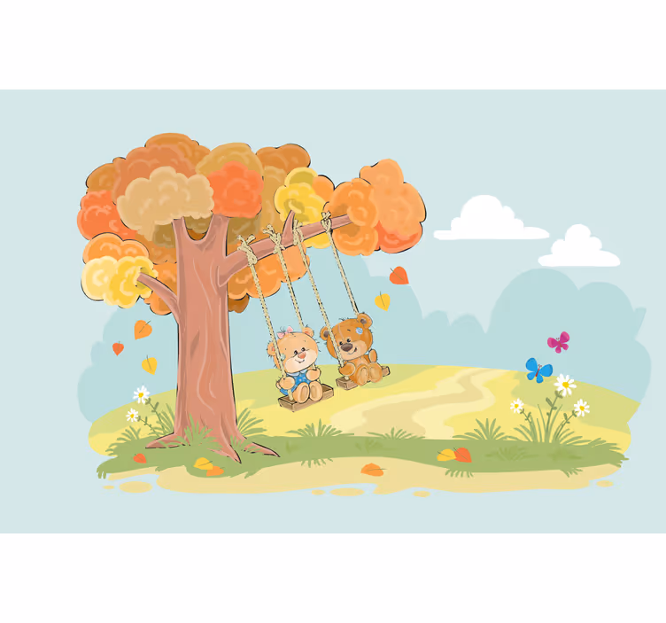 Tenda a rullo cameretta orsetti nel bosco - TenStickers