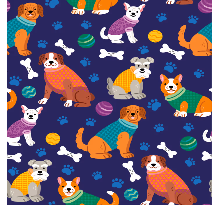 Tenda a rullo cameretta motivo cani colorati - TenStickers
