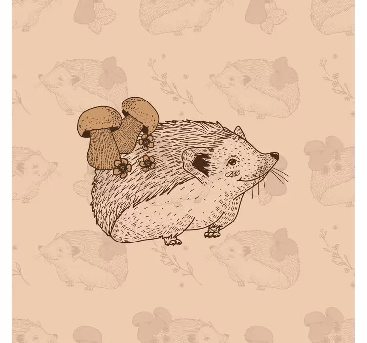 Tenda a rullo cameretta disegno riccio e funghi - TenStickers
