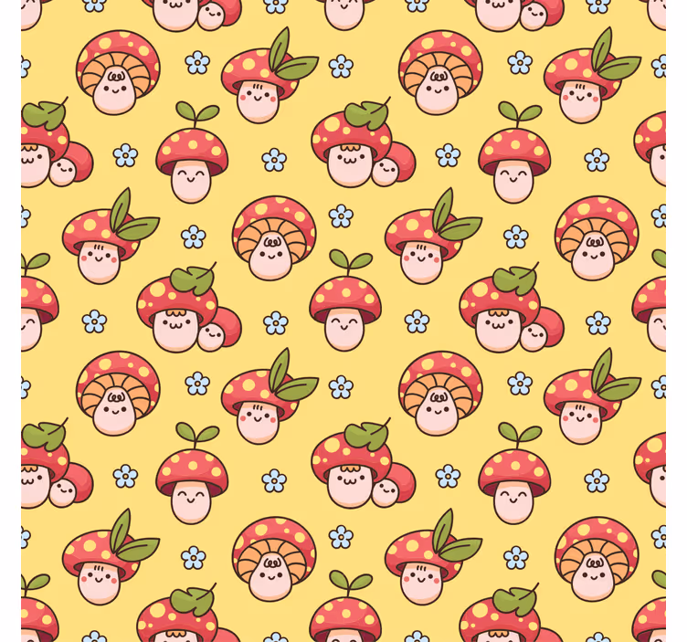 Tenda a rullo cameretta motivo funghi sorridenti - TenStickers