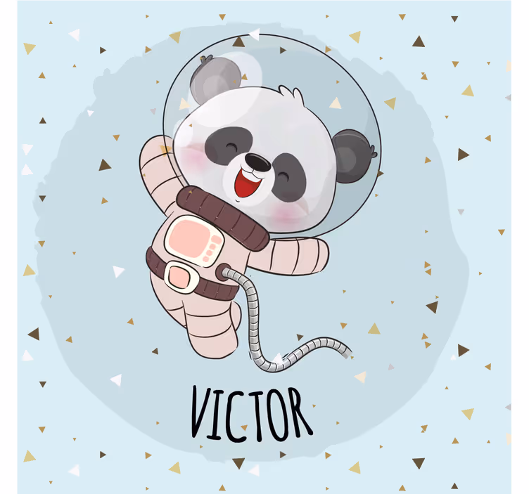 Tenda a rullo cameretta panda carino per bambino con nome - TenStickers