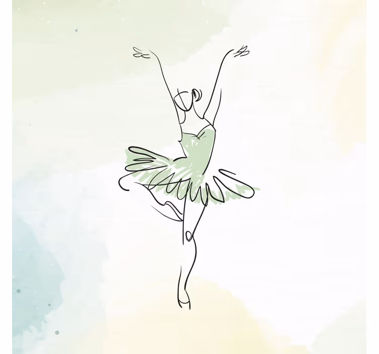 Tenda a rullo cameretta ballerina in pose line art - TenStickers