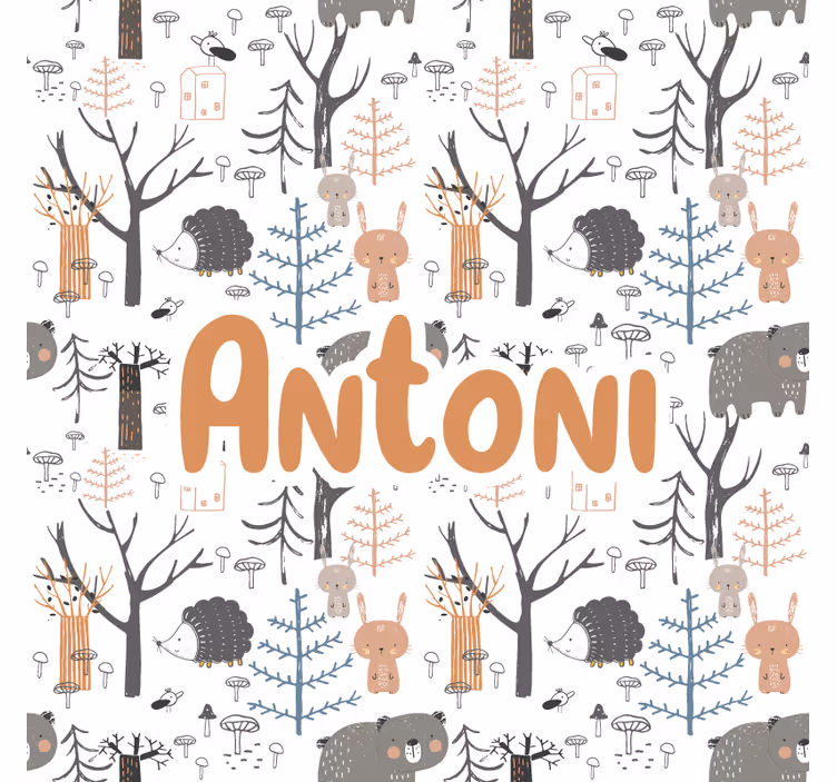 Tenda a rullo cameretta foresta scandinava con animali - TenStickers