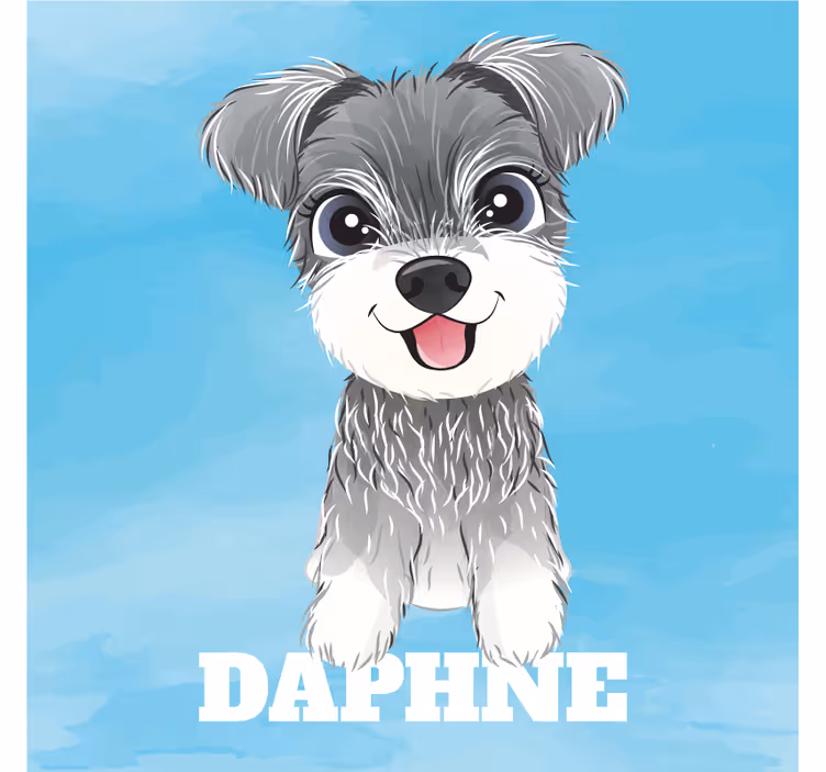 Tenda a rullo cameretta illustrazione schnauzer con nome - TenStickers
