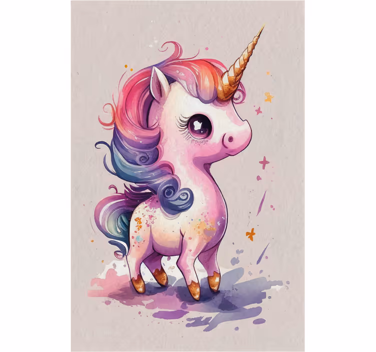 Tenda a rullo cameretta unicorno acquerello - TenStickers
