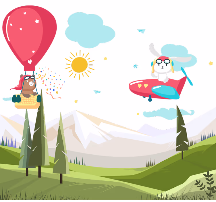 Tenda a rullo cameretta testata bambini montagna - TenStickers