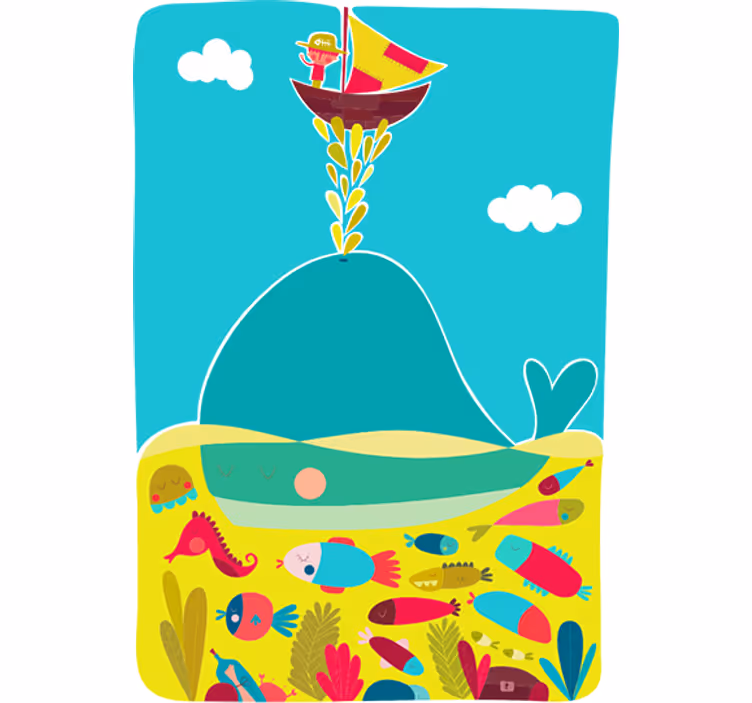Tenda a rullo cameretta disegno di balena - TenStickers