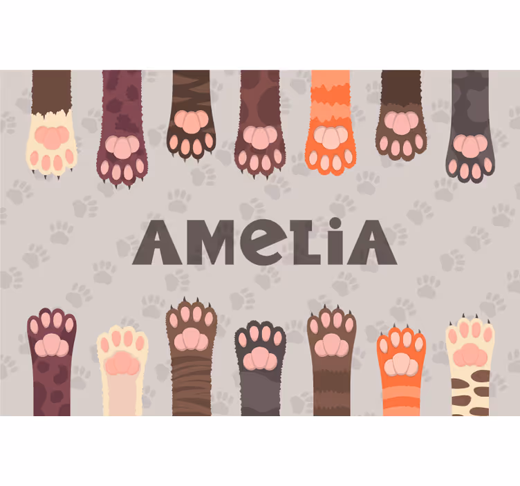 Tenda a rullo cameretta zampe di gatti colorate con nome - TenStickers