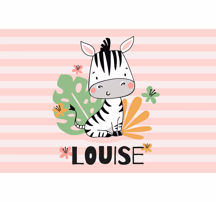 Tenda a rullo cameretta zebra bella con nome - TenStickers