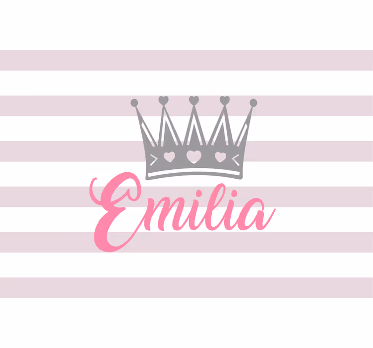 Tenda a rullo cameretta corona argento con nome rosa - TenStickers