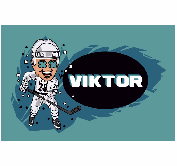 Tenda a rullo cameretta giocatore di hockey divertente - TenStickers